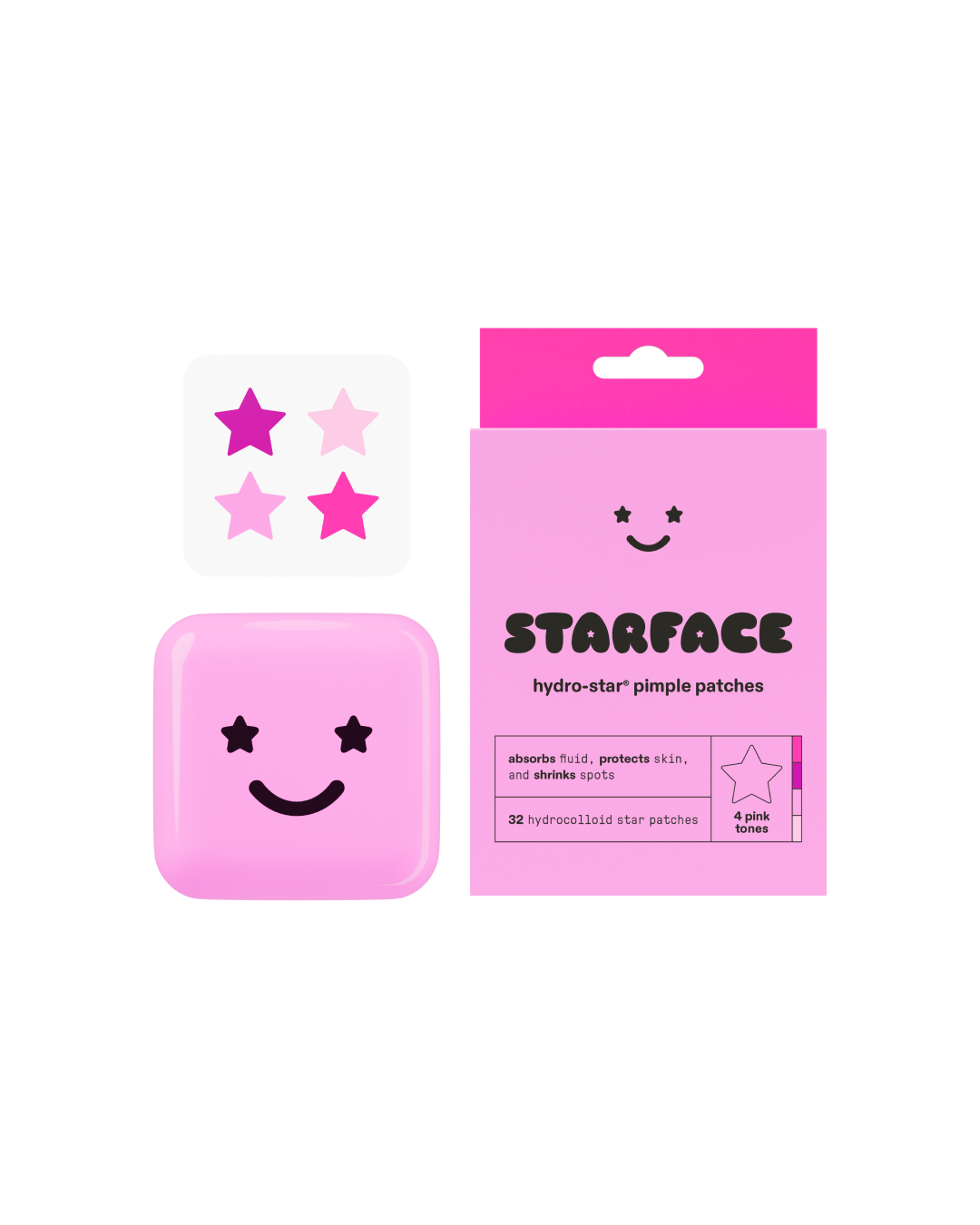 Starface Perfect Pink Bundle: the Big Pink compact and pink Hydro-Star® refill. 64 pink star pimple patches.