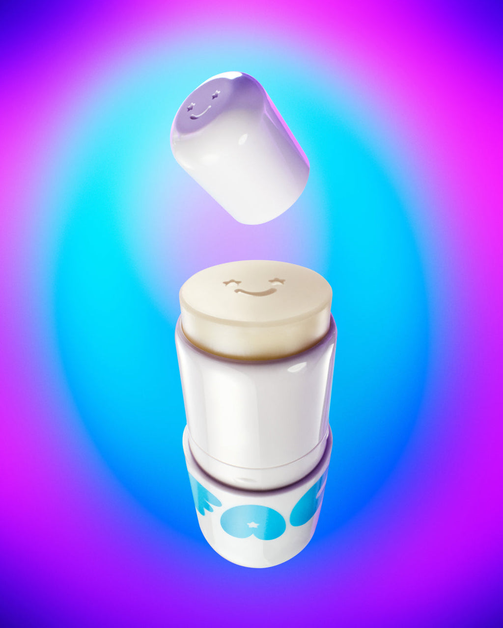 Starface Star Balm® Very Vanilla lip balm uncapped. Shea butter, cocoa butter and coconut oil hydrate dry lips.