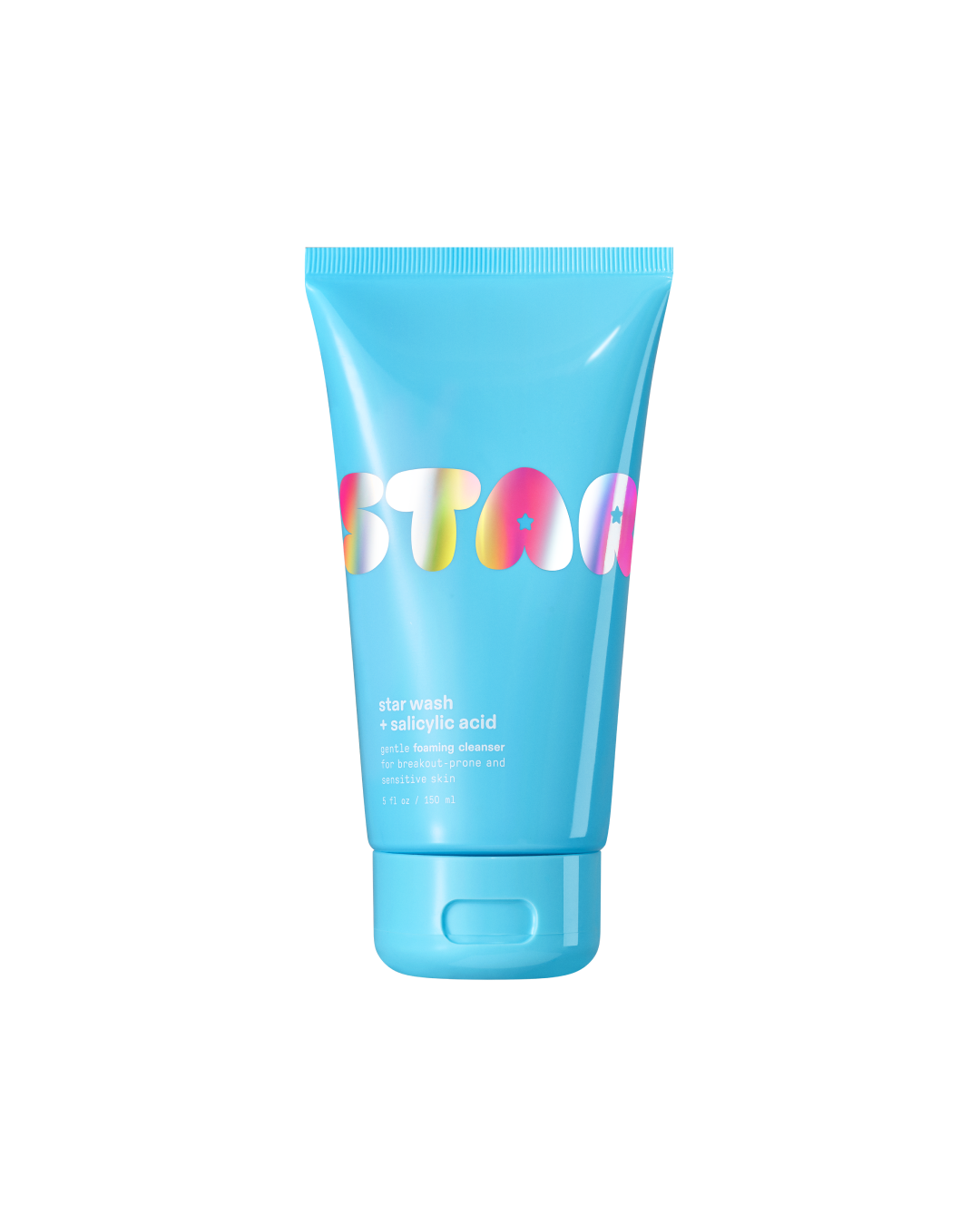 Starface Star Wash® + Salicylic Acid, an oil-free foaming face wash on a plain background. Helps minimize breakouts.
