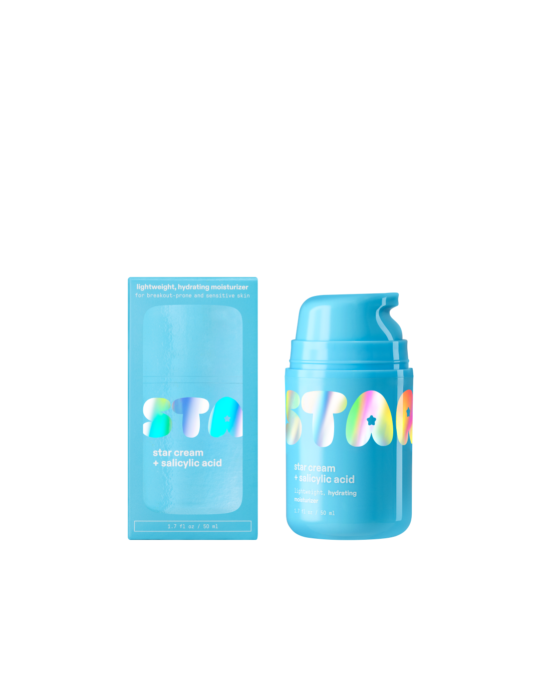 Starface Star Cream® + Salicylic Acid, an oil-free moisturizer on a plain background. Helps minimize breakouts.