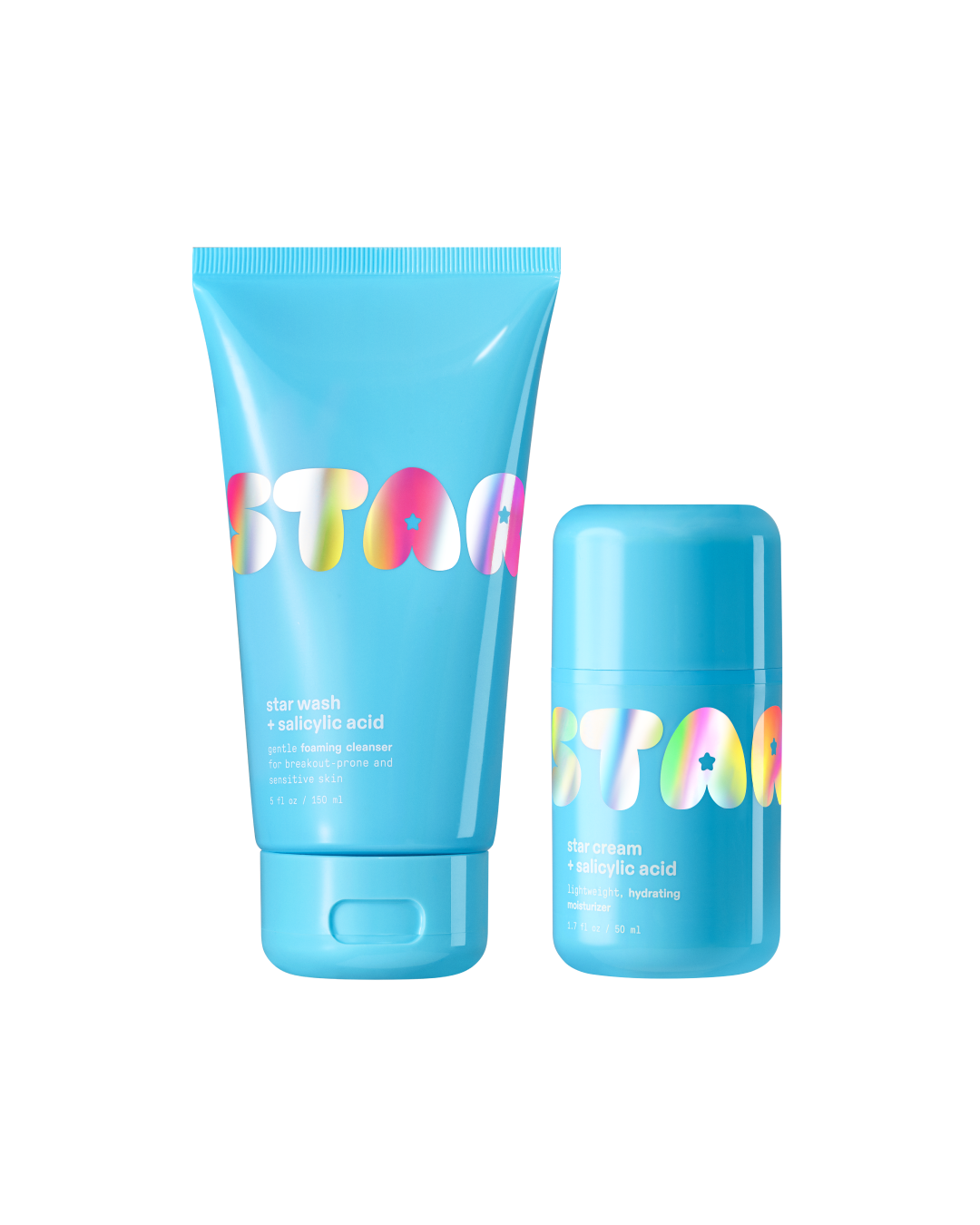 Starface Sal Acid Skincare Duo: Star Wash® and Star Cream® + Salicylic Acid. A full routine for breakout-prone skin.