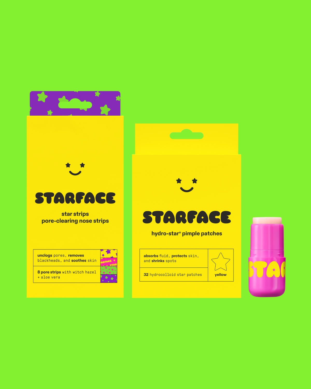 The Starface Super Cute Trio. Pore strips, star-shaped pimple patches and a Star Balm® lip balm.