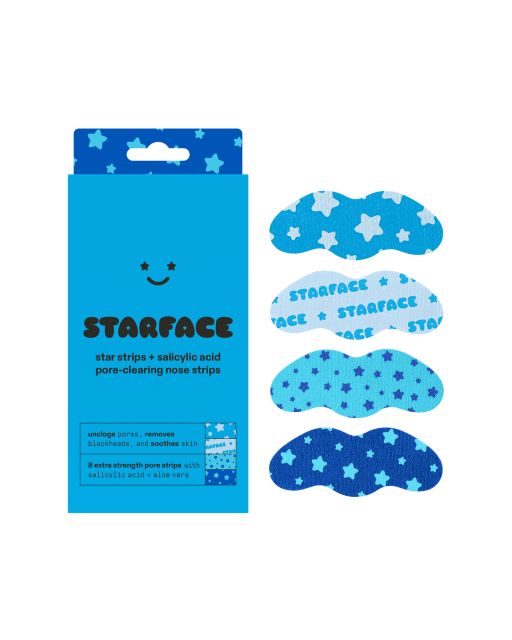 Starface Star Strips™ + Salicylic Acid pore-clearing nose strips. Extra-strength strips that remove blackheads.